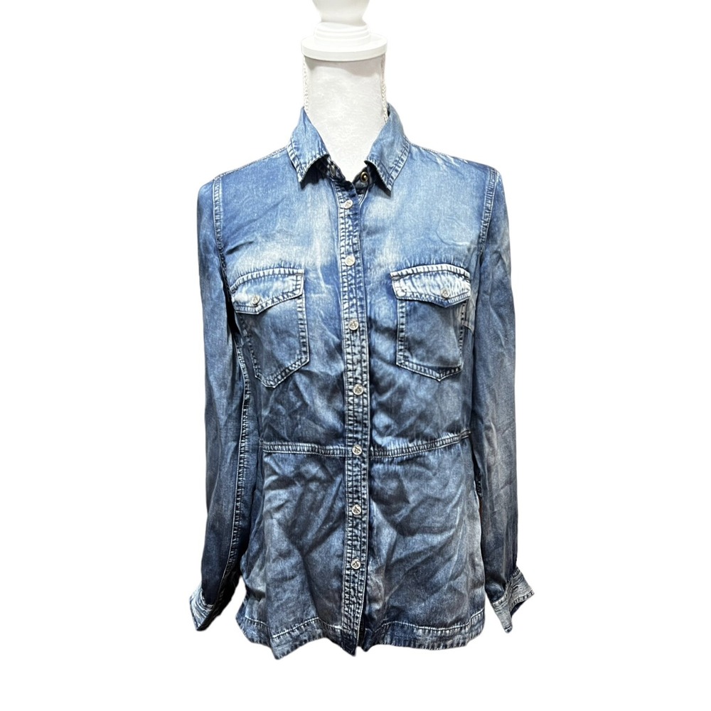 Ryan Michael‎ Shirt Women Small Snap Eagle Button Up Western Tencel Cowgirl